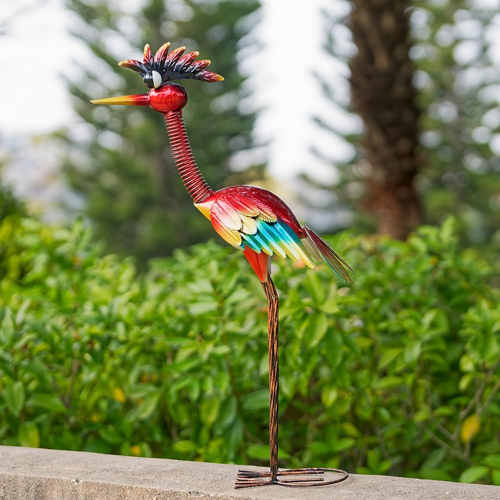 Housewarming Cute Funny Metal Whimsical Bird Statue Sculpture Art Decor Home Modern Yard Patio Lawn Ornament Outdoor Backyard Porch Decoy Pond