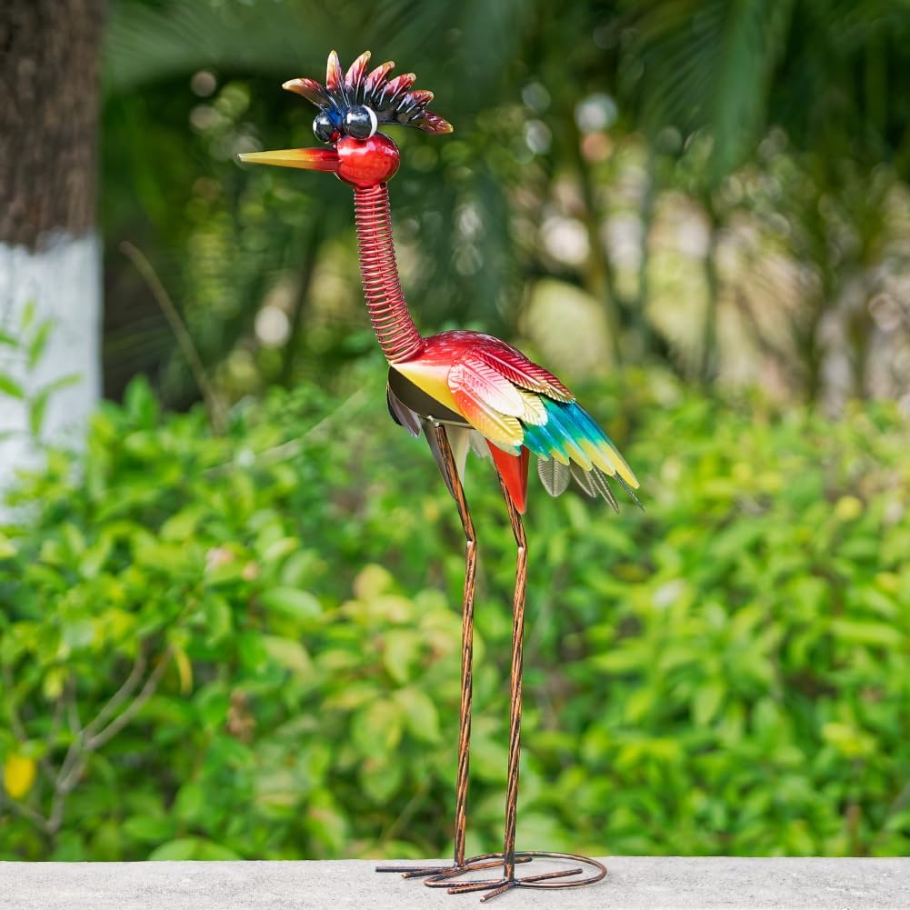 Housewarming Cute Funny Metal Whimsical Bird Statue Sculpture Art Decor Home Modern Yard Patio Lawn Ornament Outdoor Backyard Porch Decoy Pond
