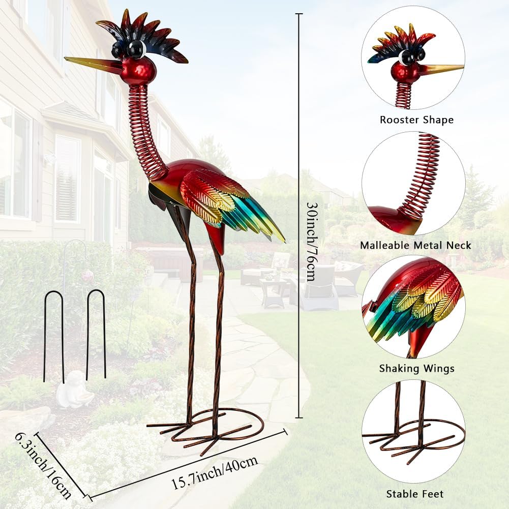 Housewarming Cute Funny Metal Whimsical Bird Statue Sculpture Art Decor Home Modern Yard Patio Lawn Ornament Outdoor Backyard Porch Decoy Pond