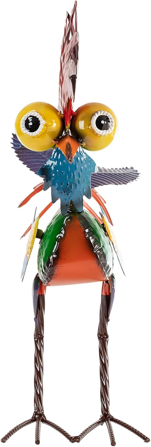 Housewarming Cute Metal Whimsical Rooster Bird Statue Sculpture Art Decor Home Modern Yard Patio Lawn Ornament Outdoor Backyard Porch Decoy Pond