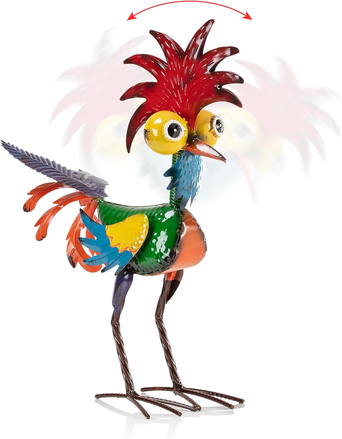Housewarming Cute Metal Whimsical Rooster Bird Statue Sculpture Art Decor Home Modern Yard Patio Lawn Ornament Outdoor Backyard Porch Decoy Pond