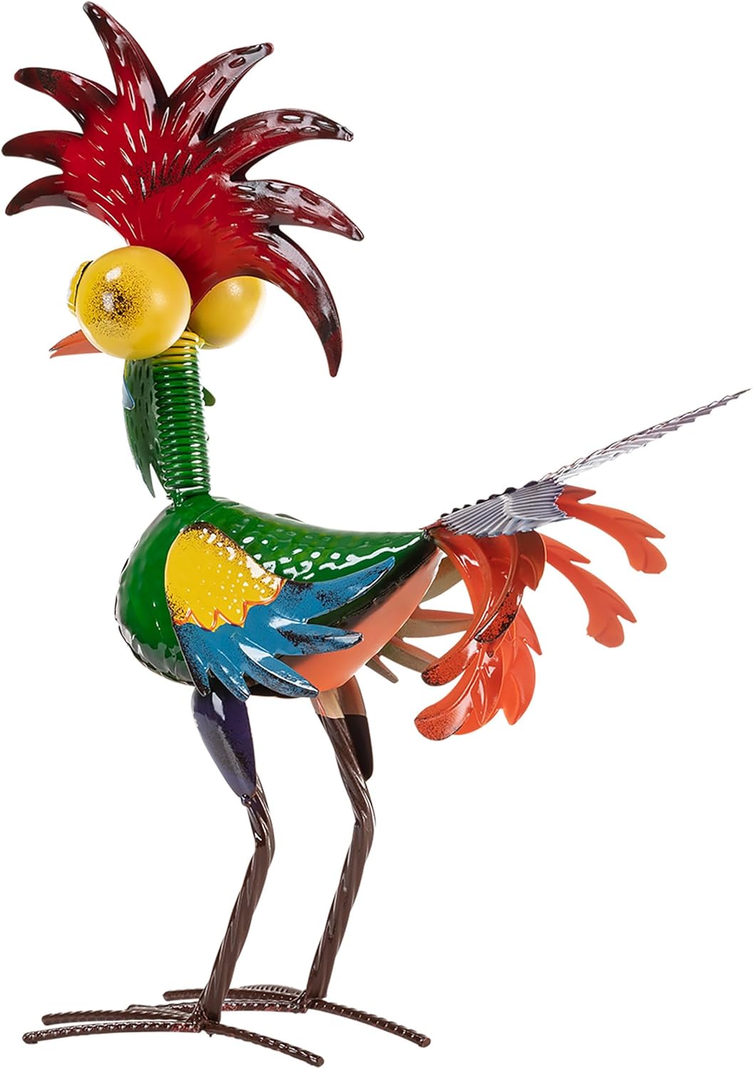 Housewarming Cute Metal Whimsical Rooster Bird Statue Sculpture Art Decor Home Modern Yard Patio Lawn Ornament Outdoor Backyard Porch Decoy Pond