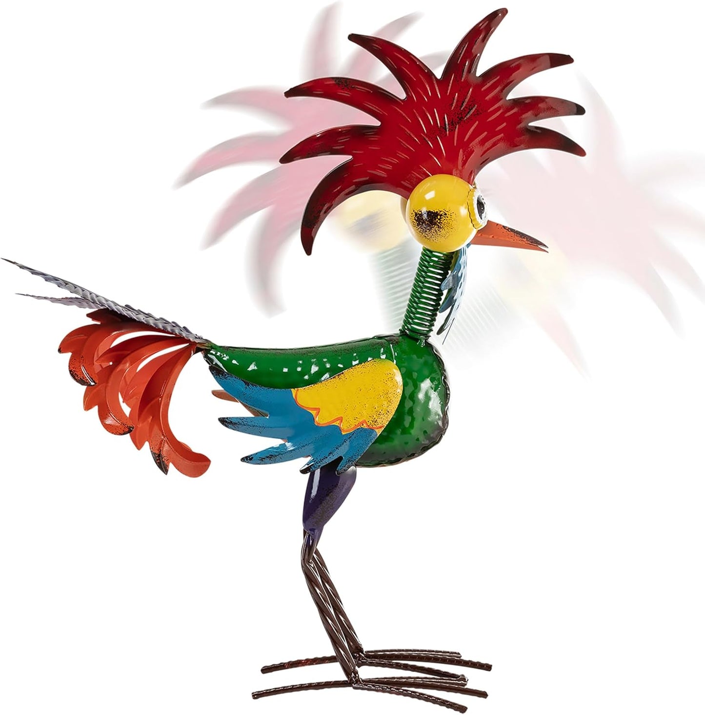 Housewarming Cute Metal Whimsical Rooster Bird Statue Sculpture Art Decor Home Modern Yard Patio Lawn Ornament Outdoor Backyard Porch Decoy Pond