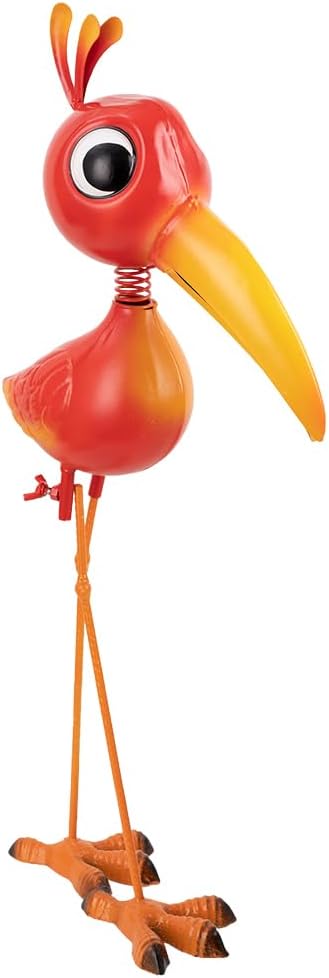 Cute Funny Metal Cardinal Whimsical Bird Statue Sculpture Art Decor Home Modern Yard Patio Lawn Ornament Outdoor Backyard Porch Decoy Pond