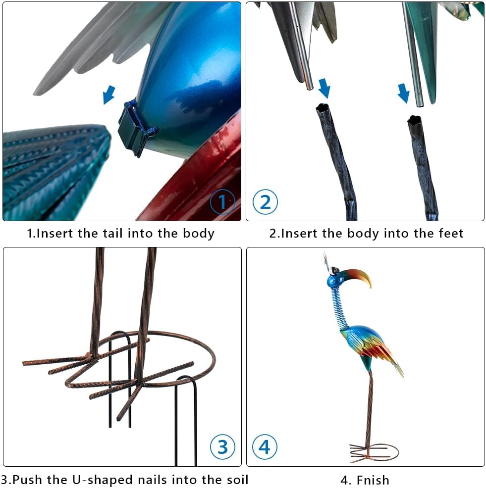 Housewarming Cute Funny Metal Whimsical Bird Statue Sculpture Art Decor Home Modern Yard Patio Lawn Ornament Outdoor Backyard Porch Decoy Pond