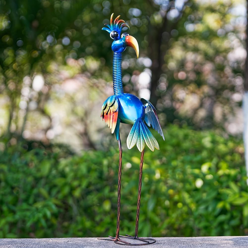 Housewarming Cute Funny Metal Whimsical Bird Statue Sculpture Art Decor Home Modern Yard Patio Lawn Ornament Outdoor Backyard Porch Decoy Pond