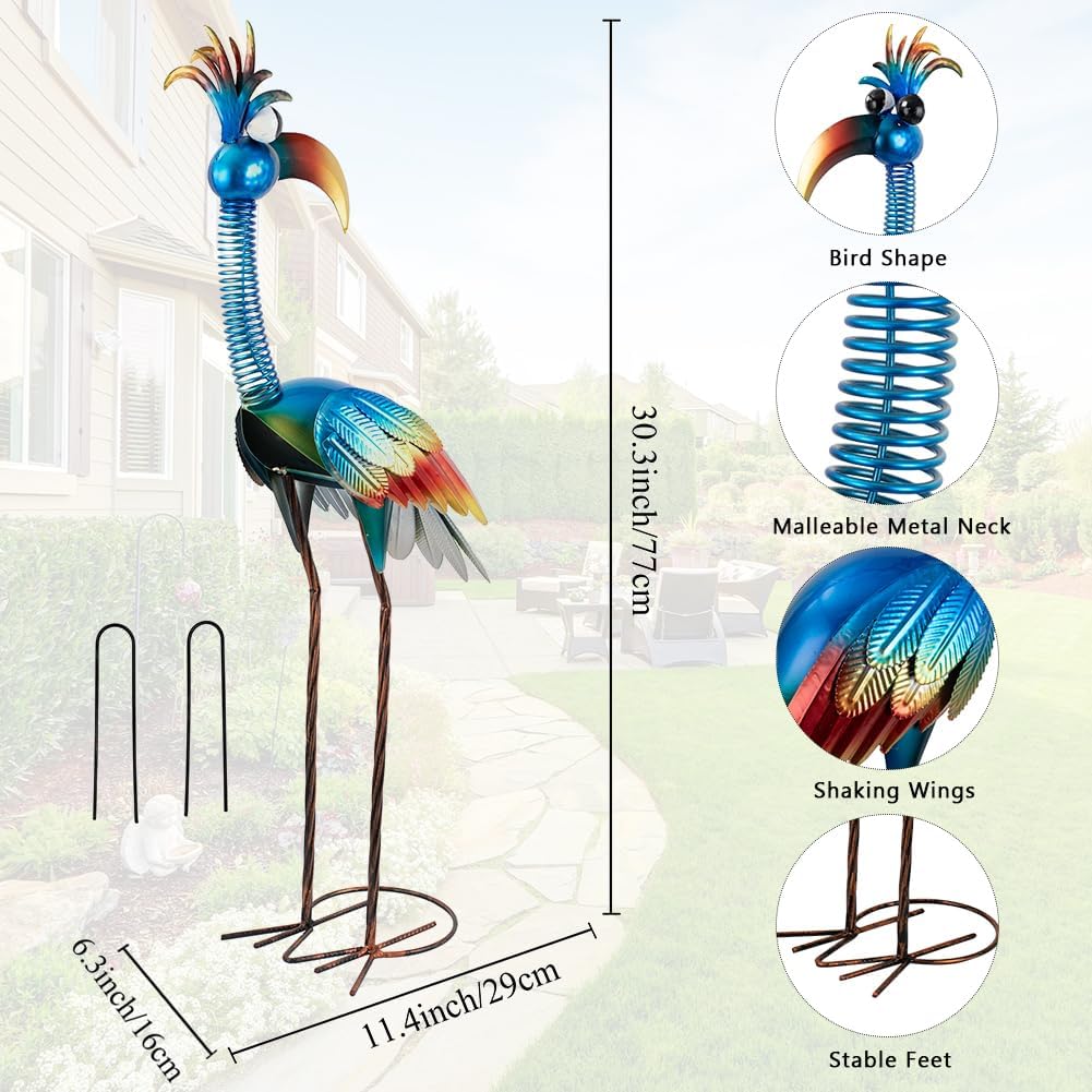Housewarming Cute Funny Metal Whimsical Bird Statue Sculpture Art Decor Home Modern Yard Patio Lawn Ornament Outdoor Backyard Porch Decoy Pond