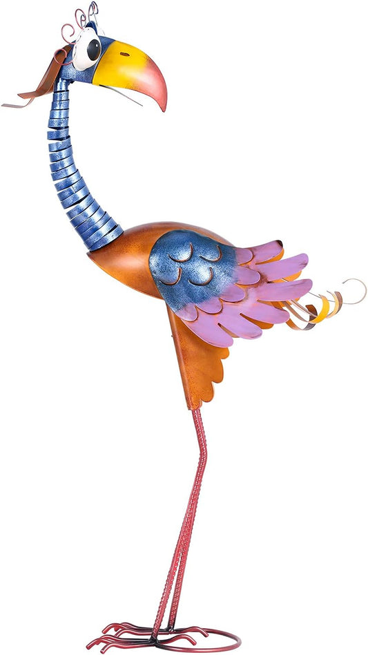 Funny Cute Metal Toucan Bird Statue Sculpture Art Decor Home Modern Yard Patio Lawn Vintage Ornament Outdoor Backyard Porch Decoy Pond
