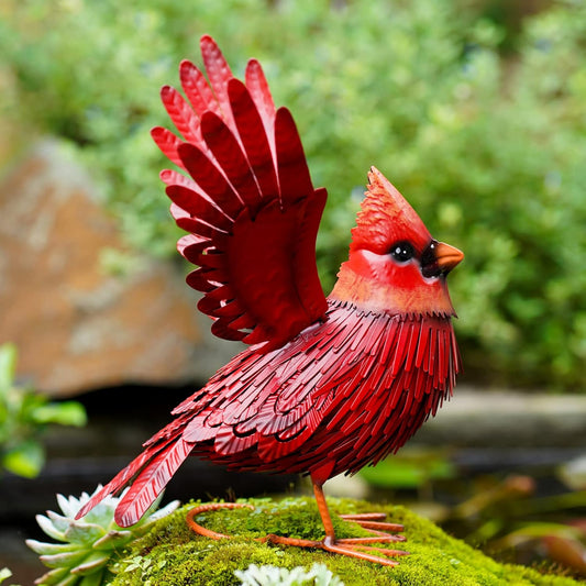 Metal Cardinal Statue Sculpture Bird Art Backyard Decor Home Modern Yard Patio Lawn Vintage Ornament Outdoor Backyard Porch Decoy Pond