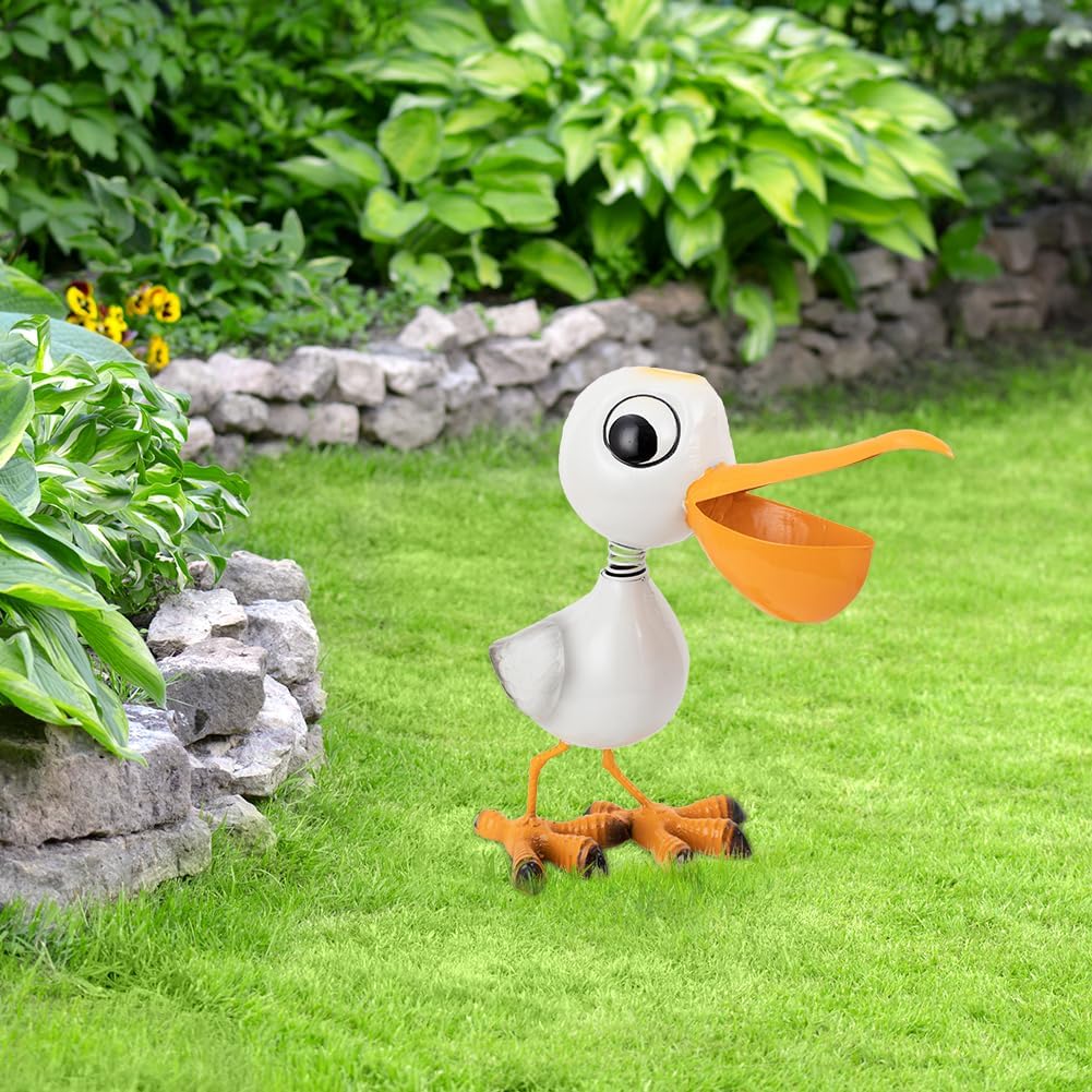 Cute Funny Metal Cardinal Whimsical Bird Statue Sculpture Art Decor Home Modern Yard Patio Lawn Ornament Outdoor Backyard Porch Decoy Pond
