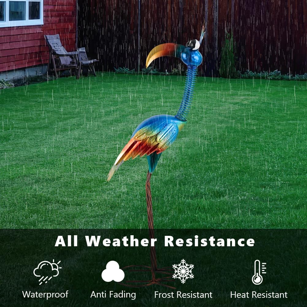 Housewarming Cute Funny Metal Whimsical Bird Statue Sculpture Art Decor Home Modern Yard Patio Lawn Ornament Outdoor Backyard Porch Decoy Pond