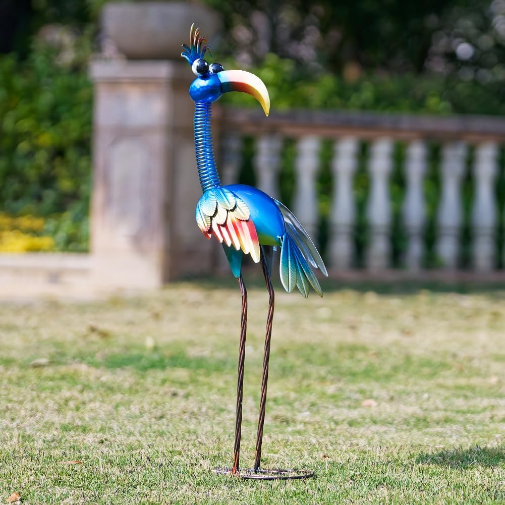 Housewarming Cute Funny Metal Whimsical Bird Statue Sculpture Art Decor Home Modern Yard Patio Lawn Ornament Outdoor Backyard Porch Decoy Pond