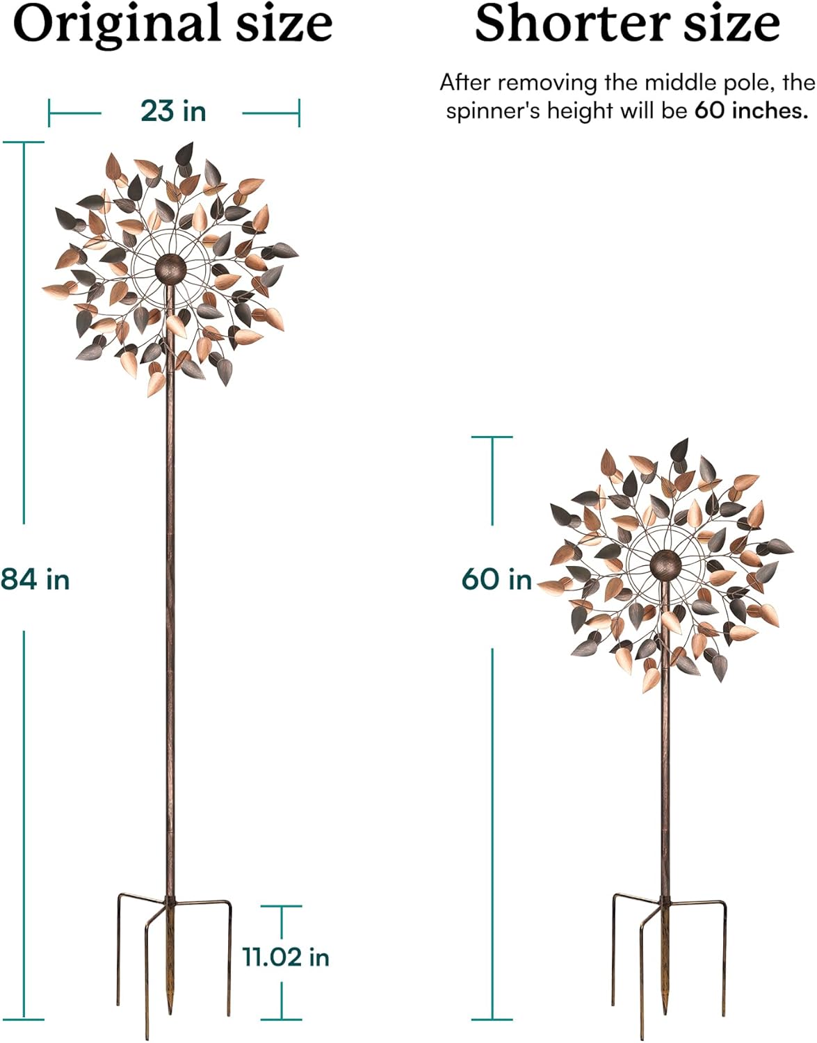 Large Wind Spinner Outdoor Metal Kinetic Lawn Patio Wind Sculptures Windmill Decor Stake Garden Yard Art Ornament