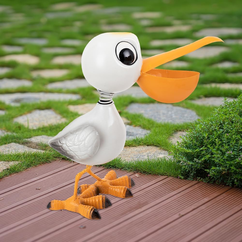 Cute Funny Metal Cardinal Whimsical Bird Statue Sculpture Art Decor Home Modern Yard Patio Lawn Ornament Outdoor Backyard Porch Decoy Pond