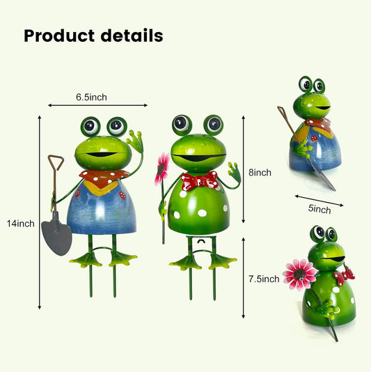 Metal 3D Frog Funny Figurine Statue Sculpture Art Decor Home Pathway Modern Yard Patio Lawn Vintage Ornament Outdoor Backyard Porch Decoy Pond