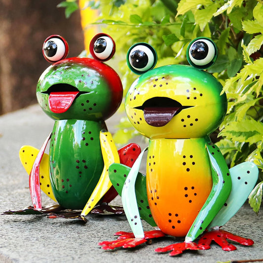 Metal 3D Frog Figurine Statue Sculpture Art Decor Home Pathway Modern Yard Patio Lawn Vintage Ornament Outdoor Backyard Porch Decoy Pond