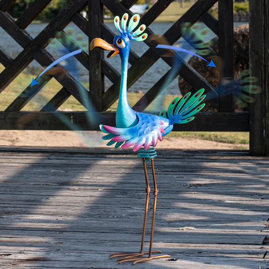 Funny Cute Pink Quirky Metal Peacock Statue Sculpture Bird Art Decor Home Modern Yard Patio Lawn Vintage Ornament Outdoor Backyard Porch Decoy Pond