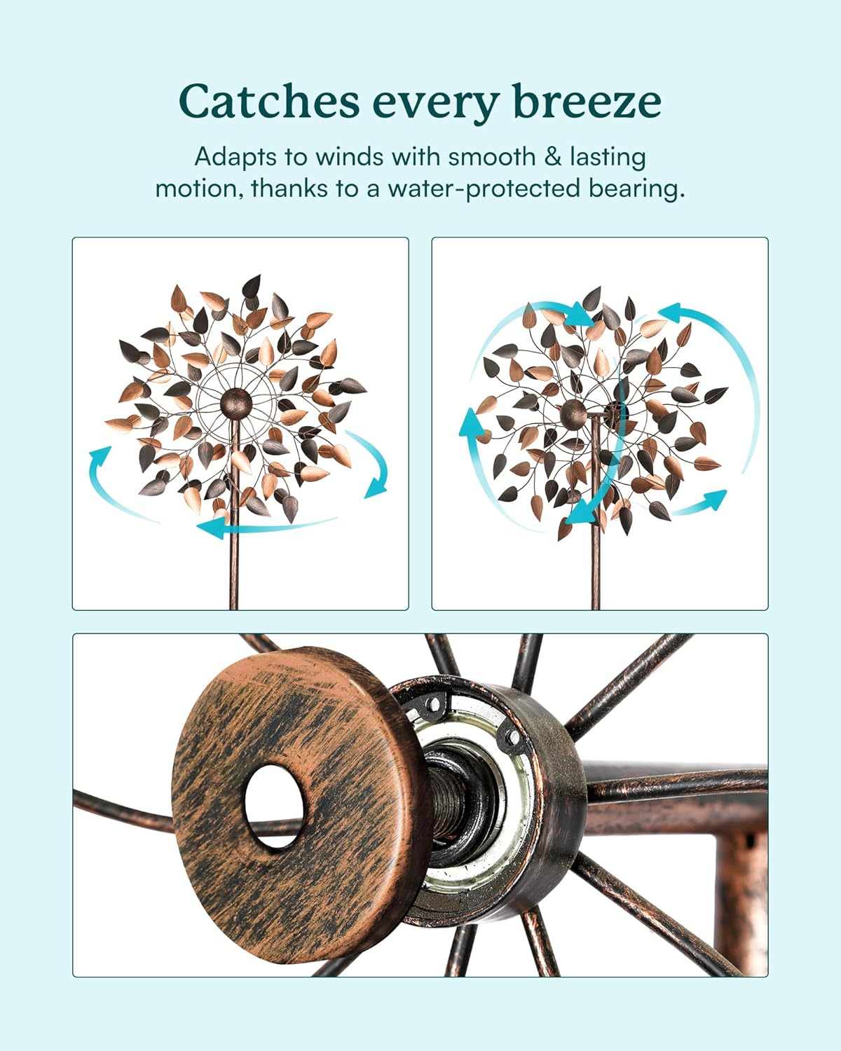 Large Wind Spinner Outdoor Metal Kinetic Lawn Patio Wind Sculptures Windmill Decor Stake Garden Yard Art Ornament